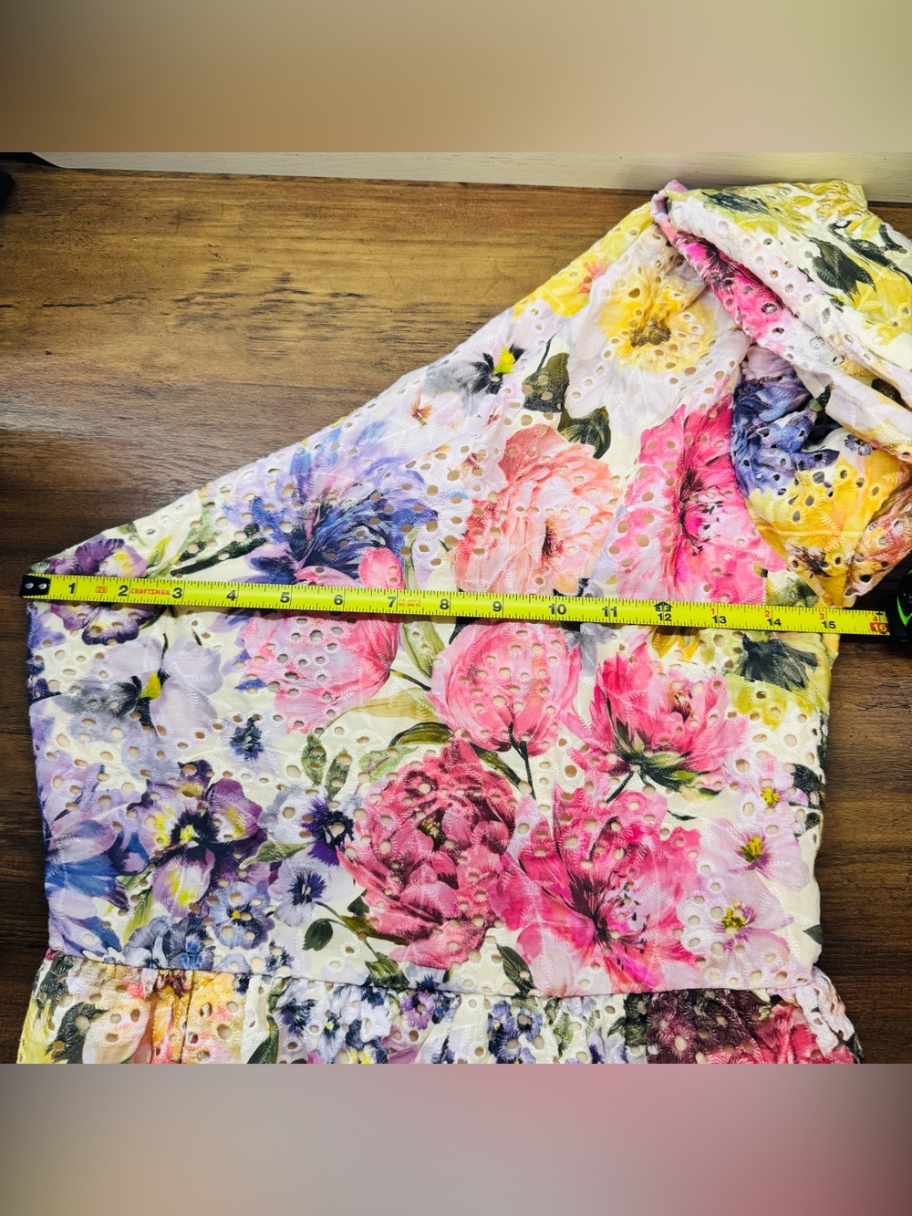 NWT‎ Express One-Shoulder Eyelet Floral Peplum Top Cotton Size 2 - Picture 4 of 6